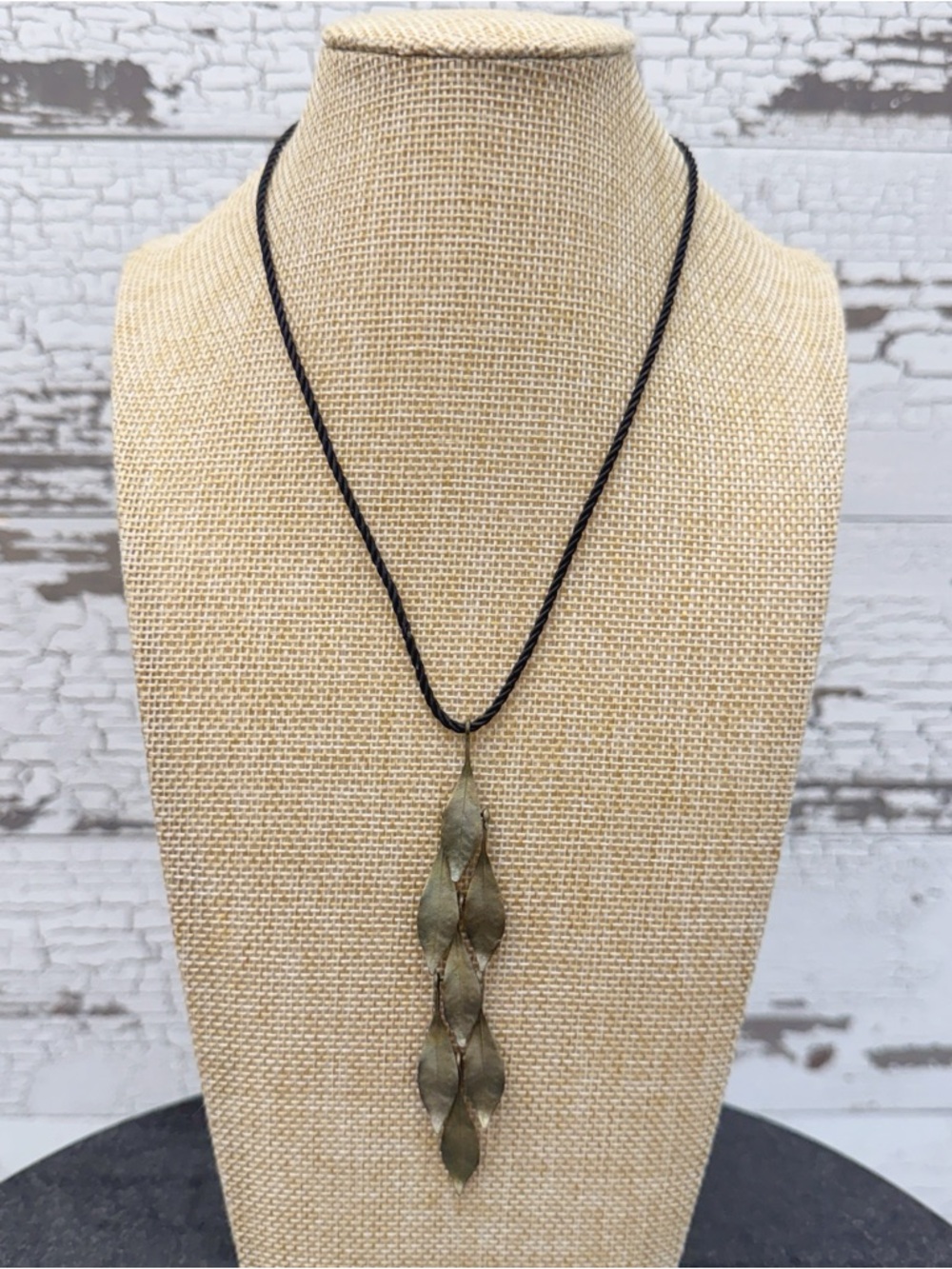 Michael Michaud Patinated Bronze Laurel Leaves Twisted Cord Necklace